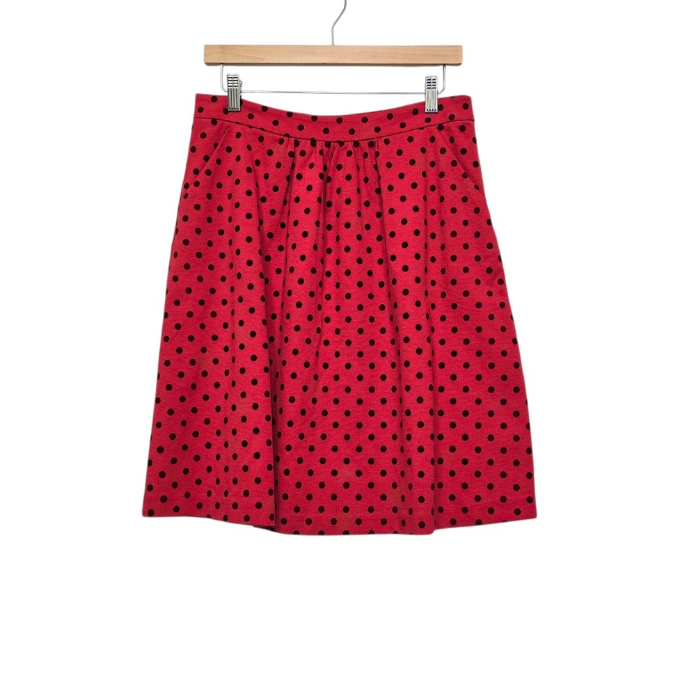 Boden Red Black Polka Dot‎ A-Line Skirt Pockets Cotton Blend Size US Size 8L